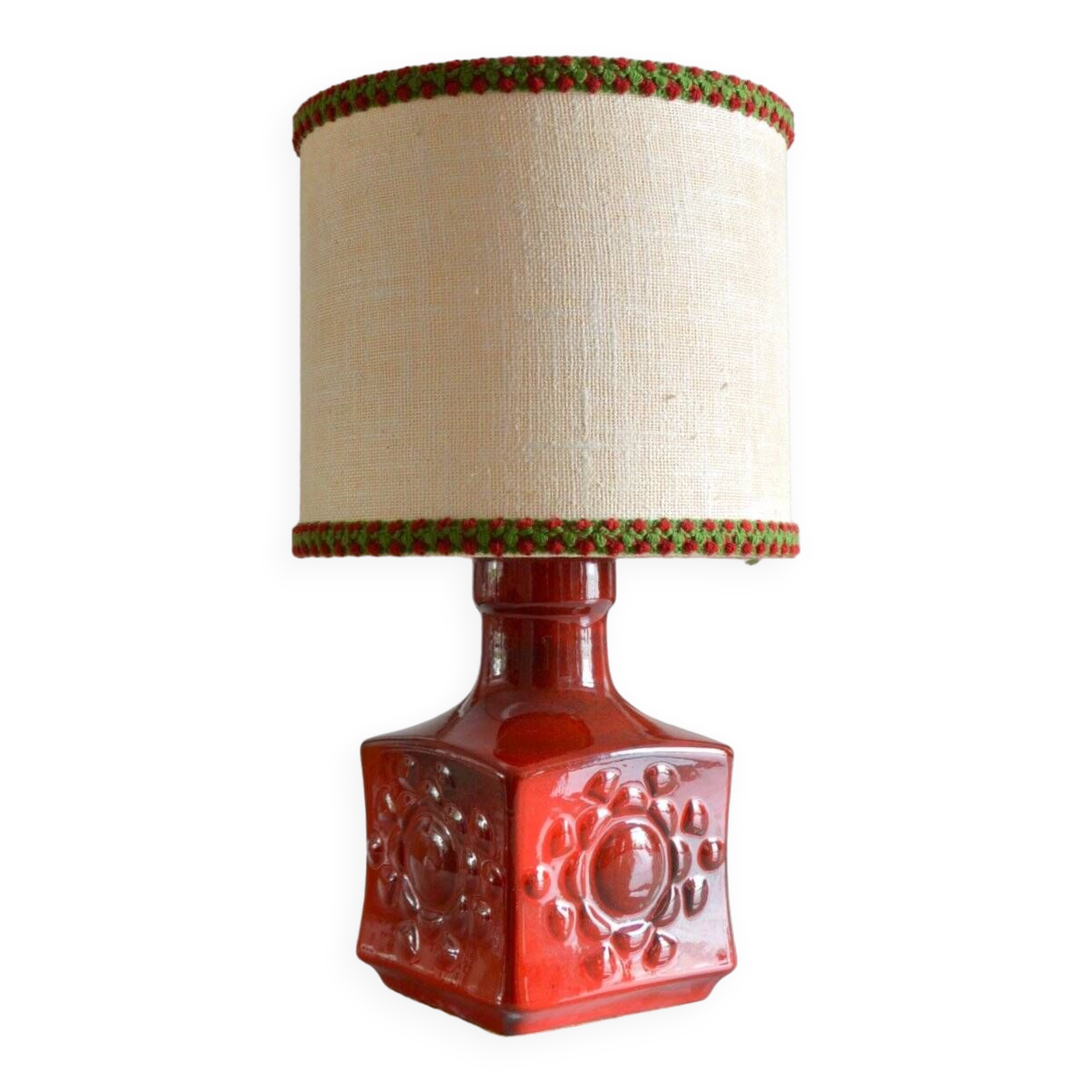 Red ceramic table lamp Germany 1970s