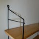 Vintage thong wall shelf, wood and black lace-up metal