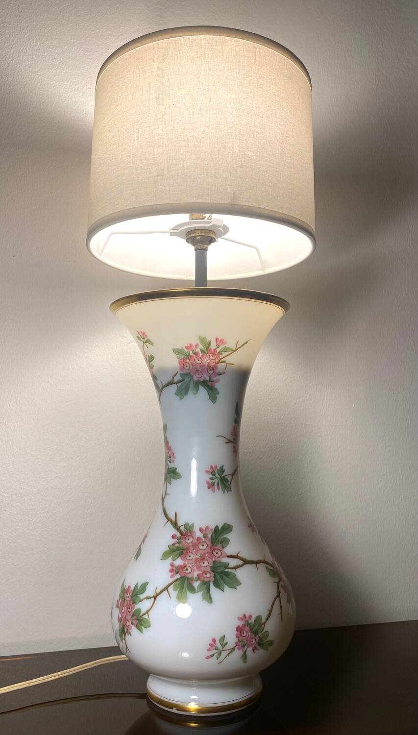 Baccarat Lampe Opaline peint main