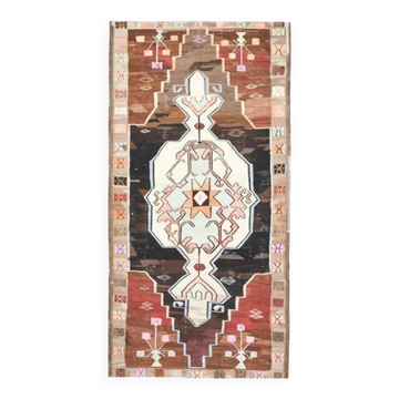 Tapis vintage turc en laine et coton noué à la main, années 1970