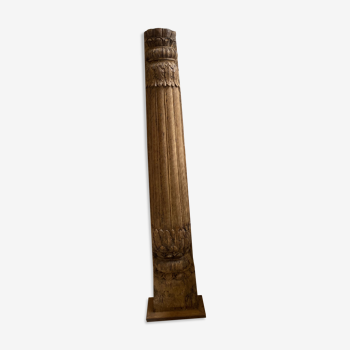 Carved teak column XIXth - India