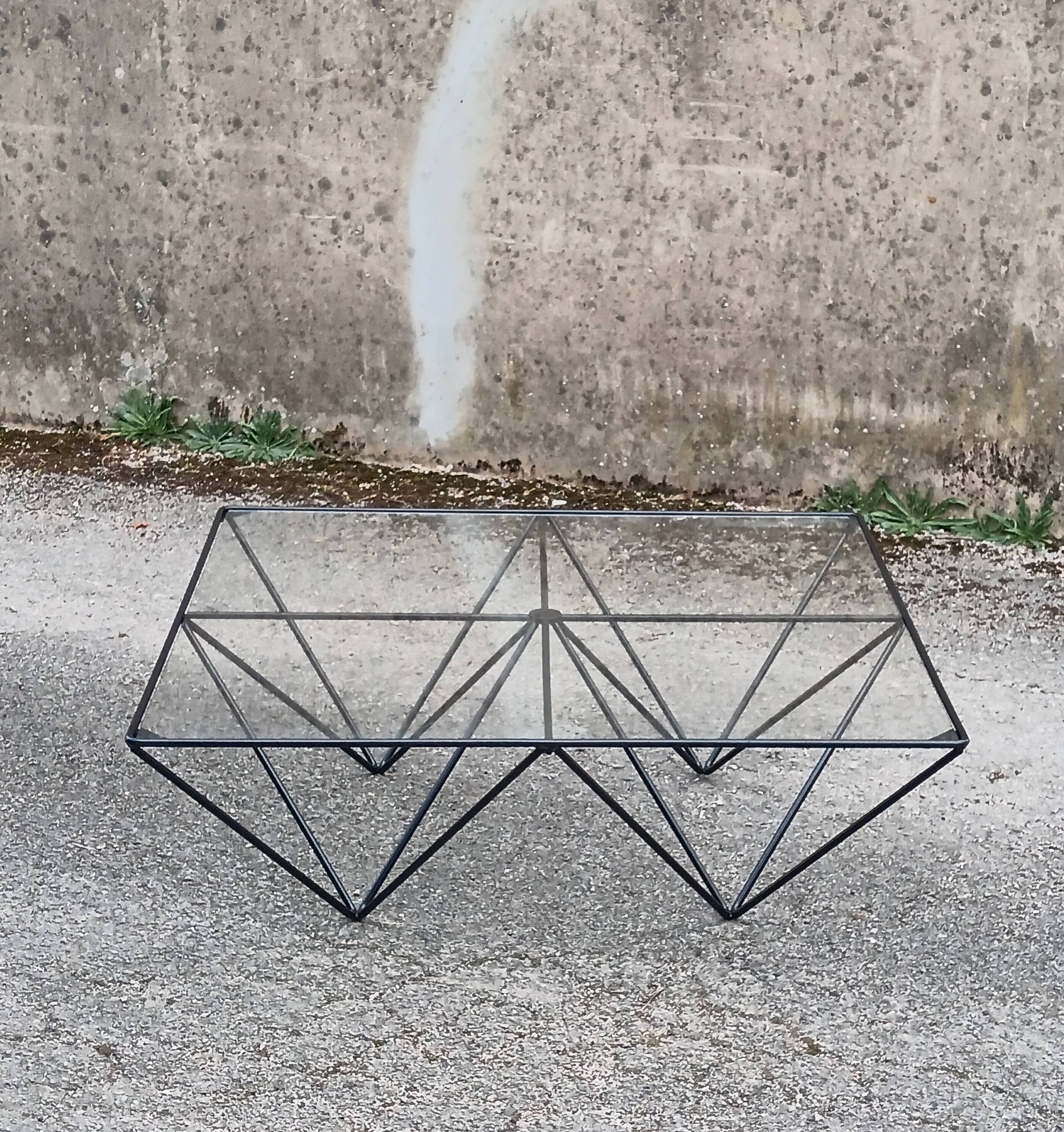 Metal and glass coffee table, 1980