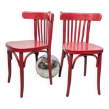 Pair of curved wooden bistro chairs