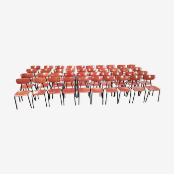 Lot de 40 chaises d'école hollandaise bois et métal - adulte