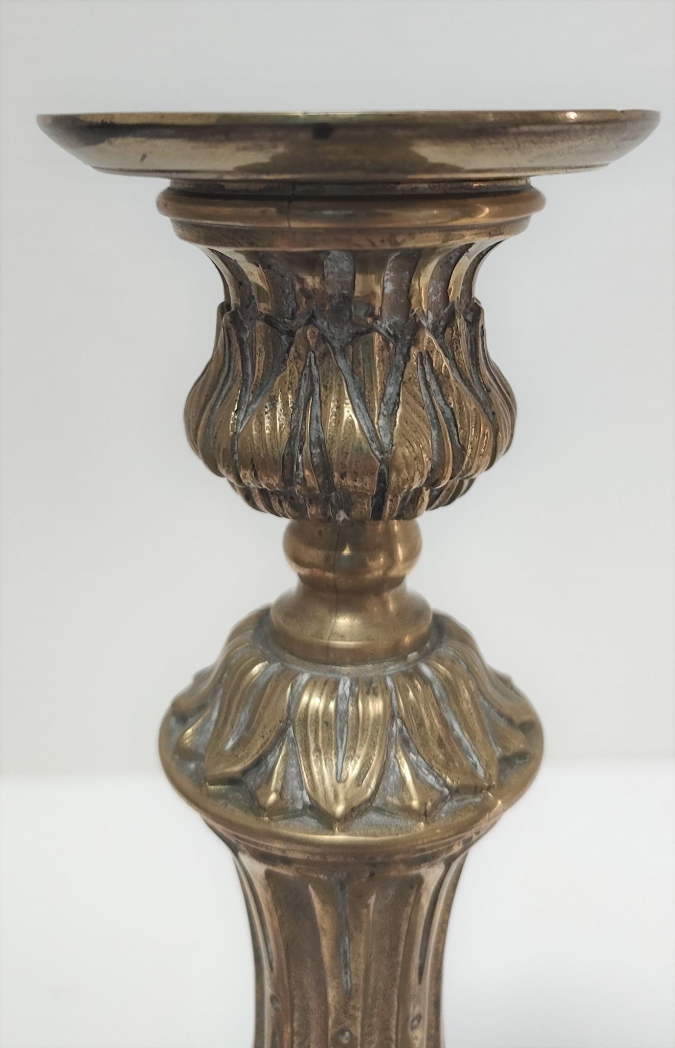 Pair of candle holders torches gilded bronze patinated style louis xvi period 19th century