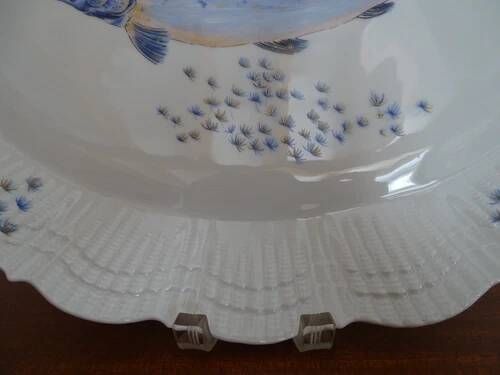 Fish plate limoges "corail la mer" porcelain a. giraud & cie sauviat