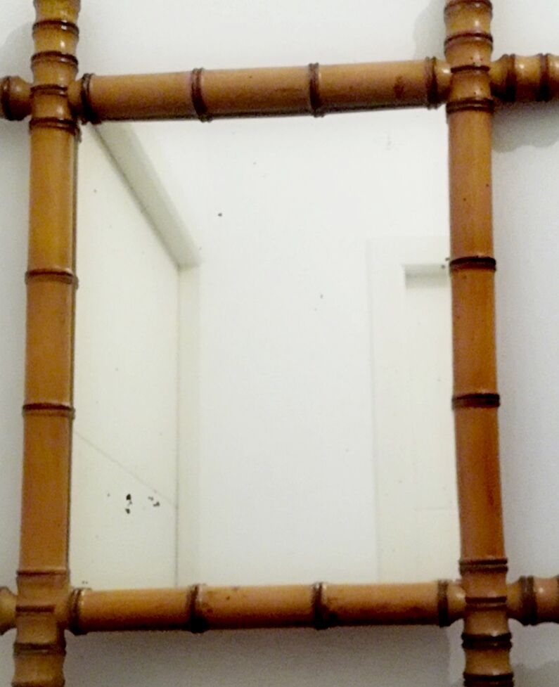 Miroir en bambou années 50