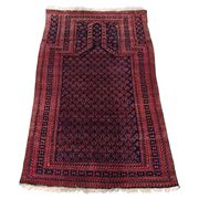 Vintage Persian Baluch prayer rug in wool from the 1950s.