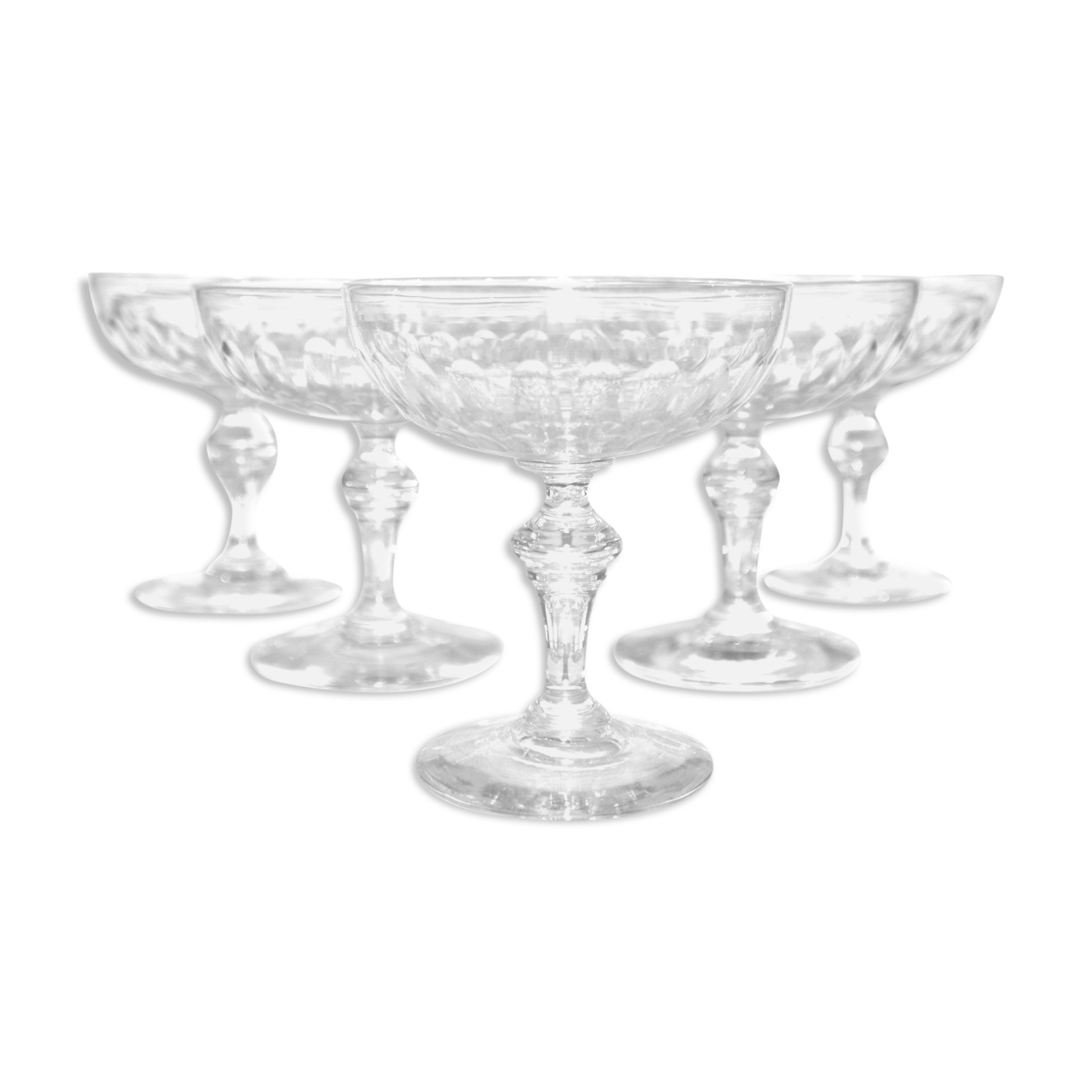 6 old champagne cups cristal cut from olives oves - Baccarat St Louis