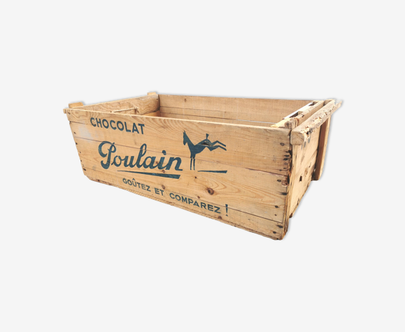 Caisse Chocolat Poulain en bois 1950