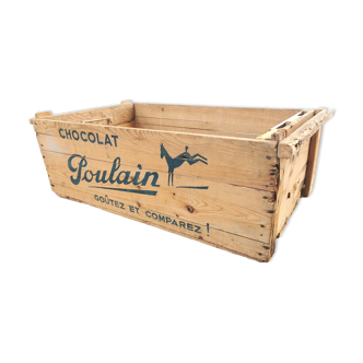 Caisse Chocolat Poulain en bois 1950