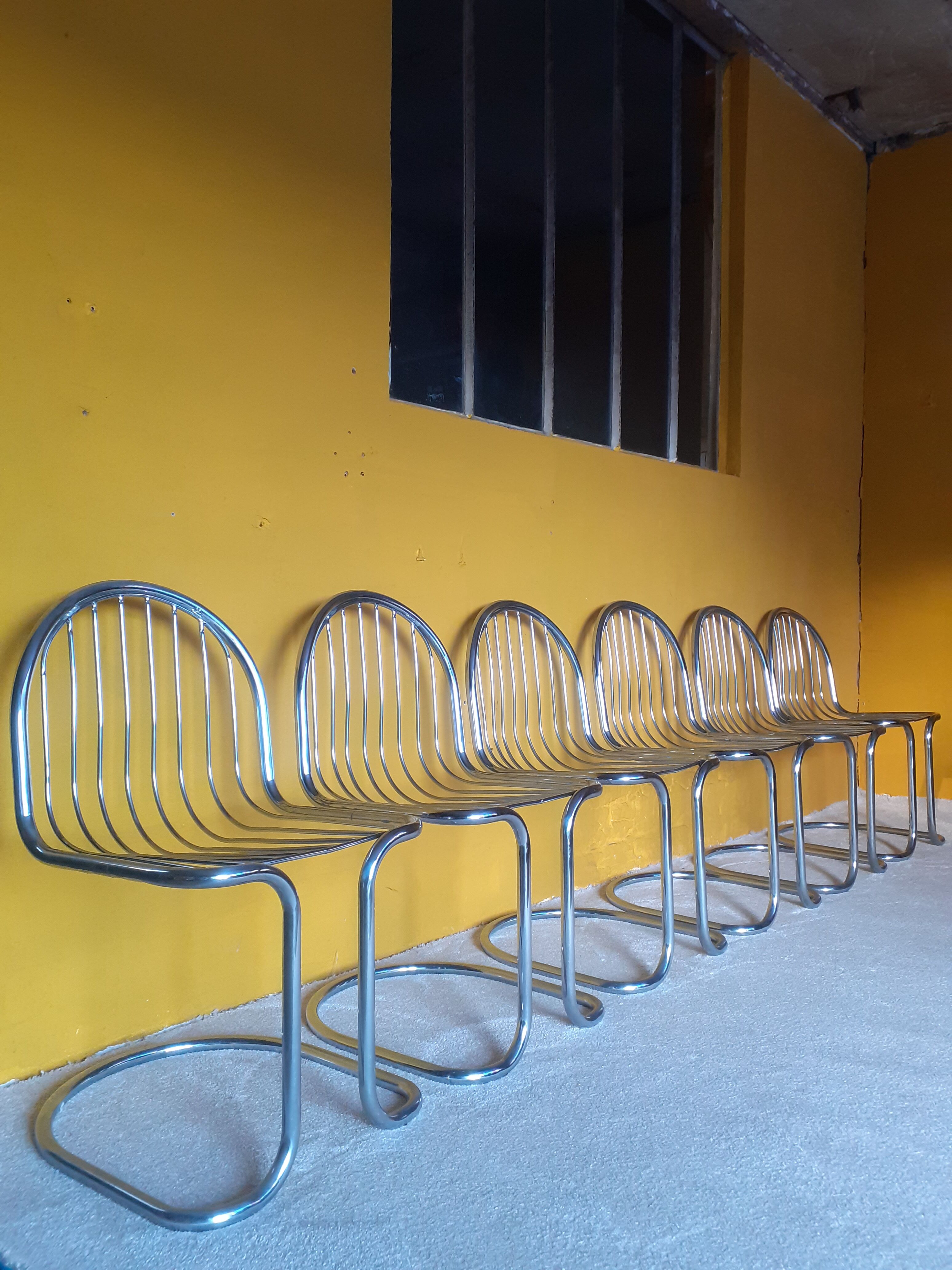 6 designer wired chairs vintage 1970