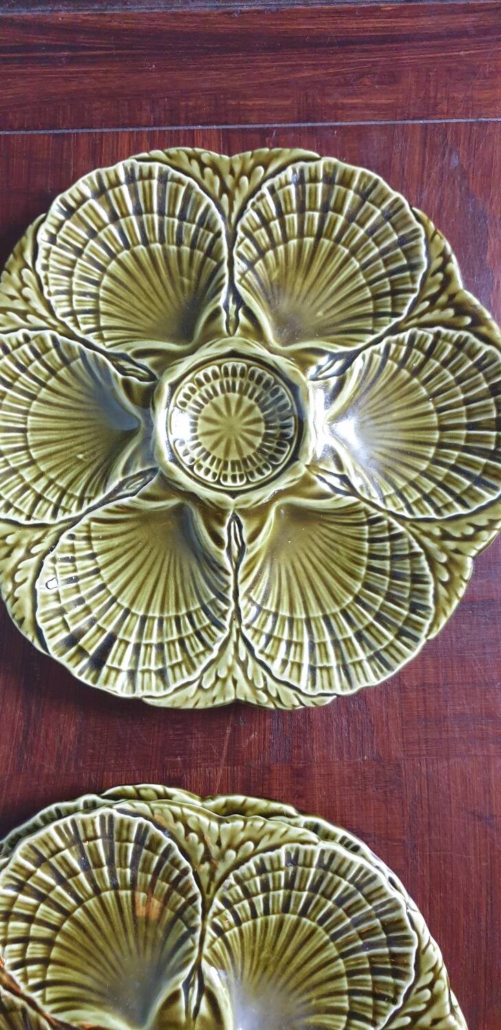 Three Sarreguemine oyster plates