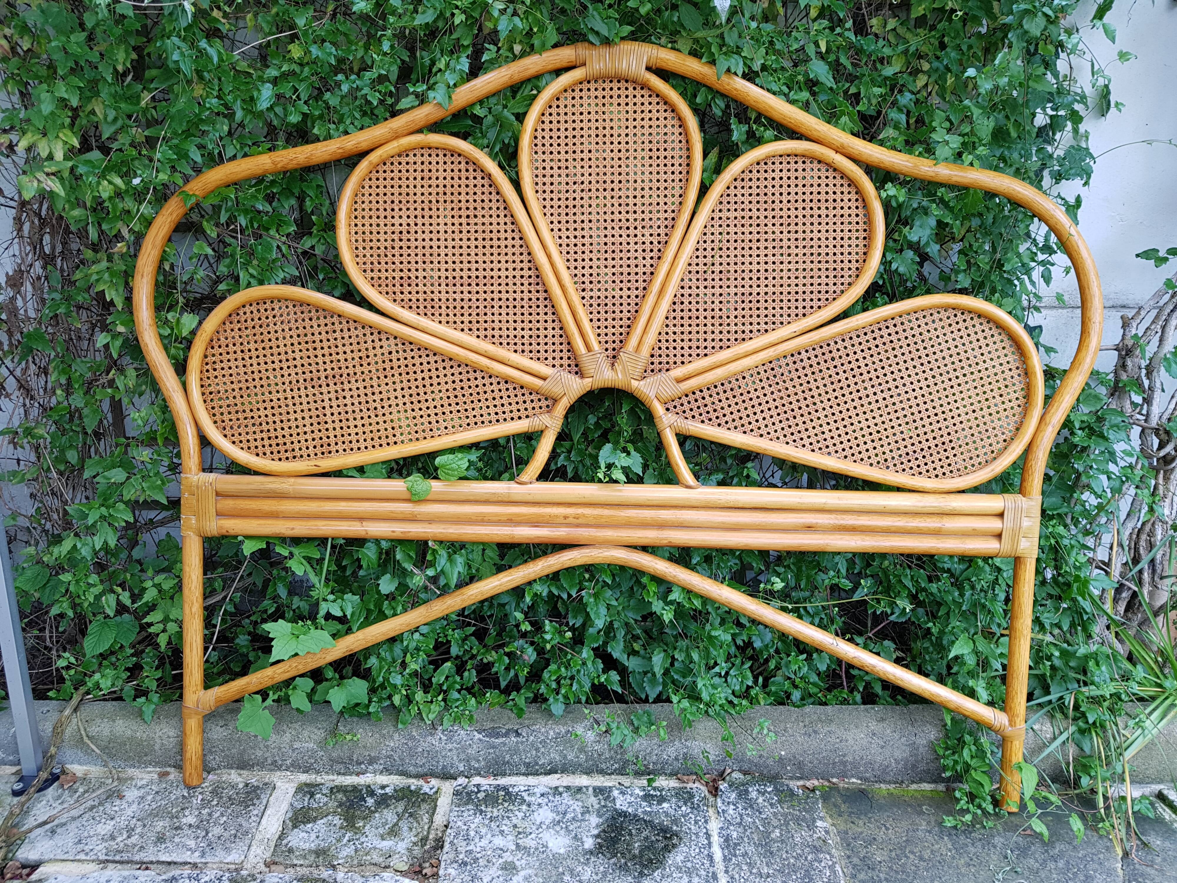 Rattan and caning headboard