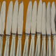 Set of 12 cheese or fruit knives handle in silver metal.
