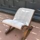 Vintage rocking footrest (60s/70s) – Reupholstered in light grey fabric