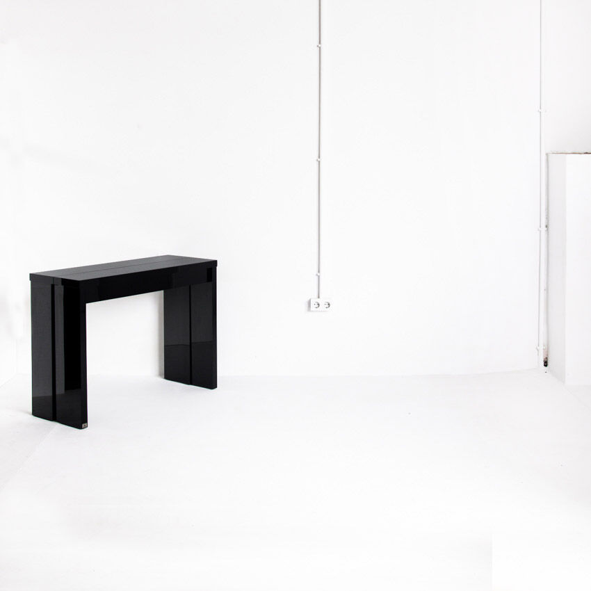 Vintage extendable table / console in lacquered wood by Paul Michel, France 1990