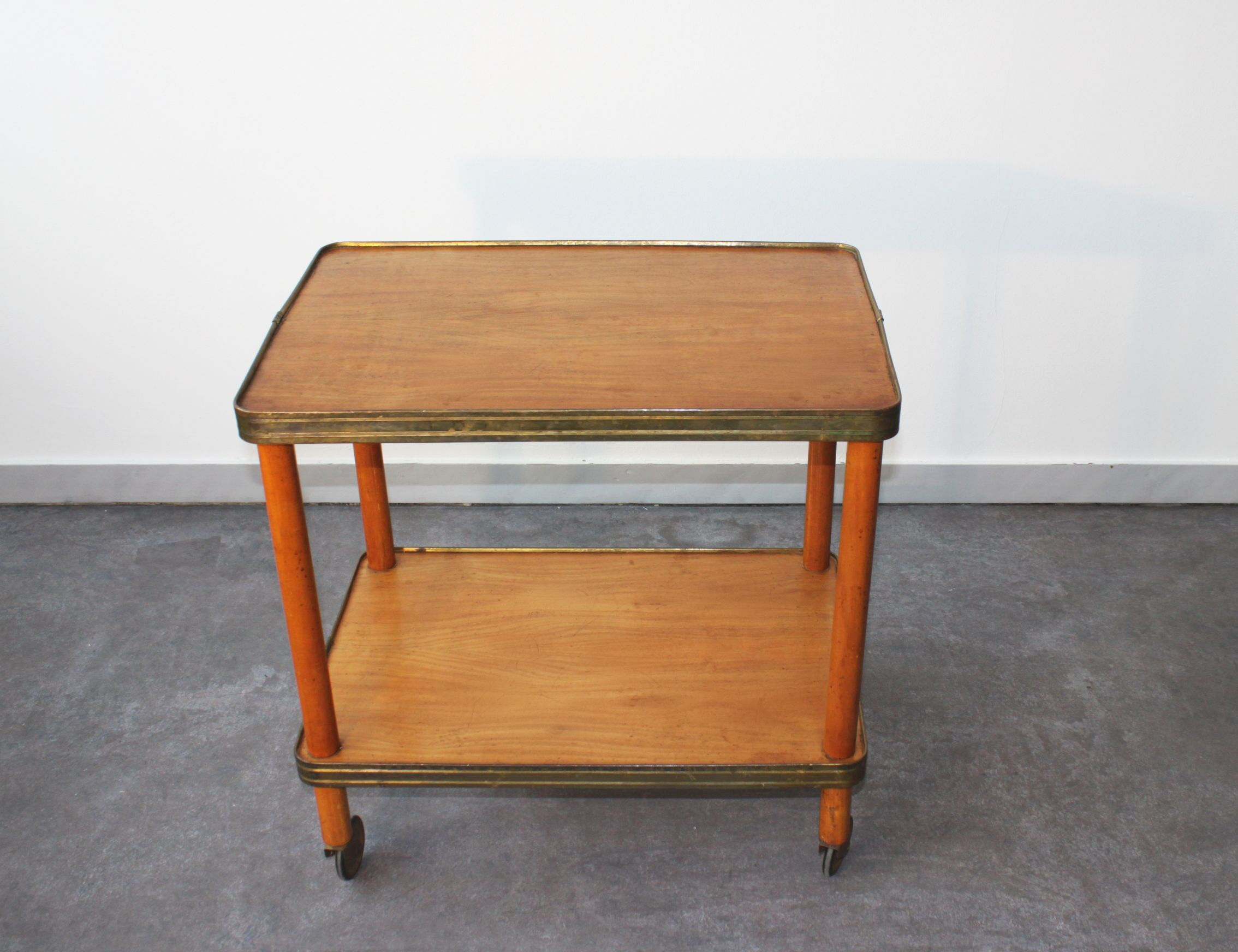 Wooden and brass bar cart, 30s.