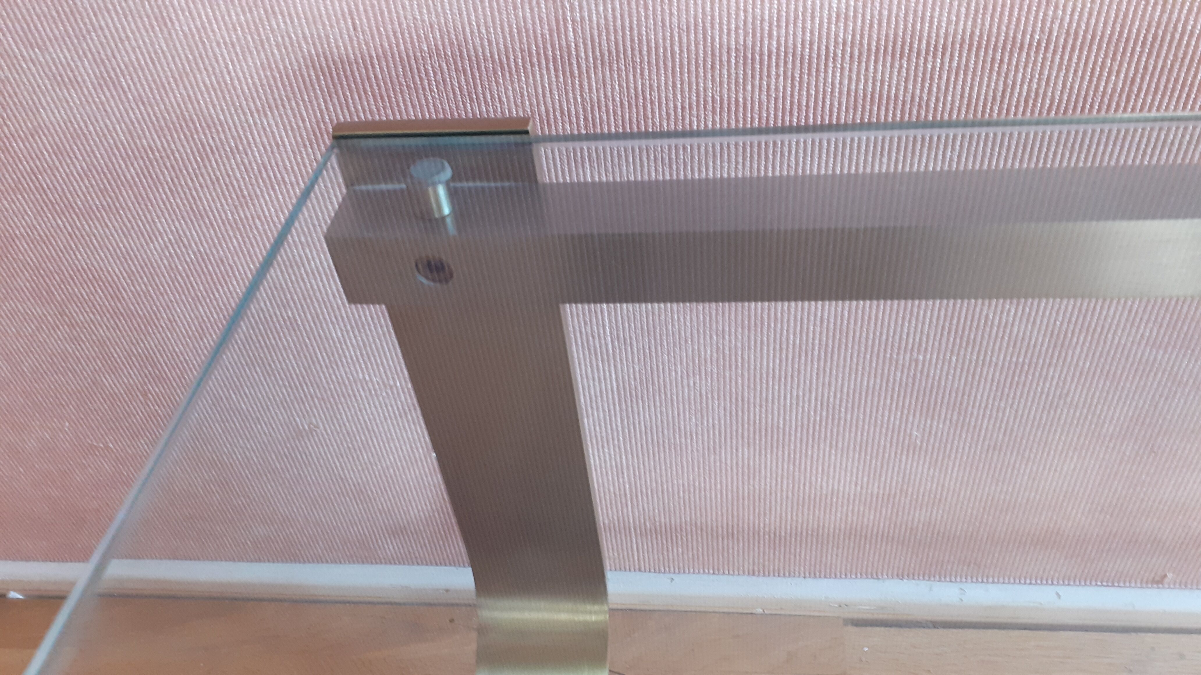 Coffee table 1970s, in metal 2 tones and glass.