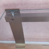 Coffee table 1970s, in metal 2 tones and glass.