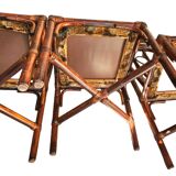 3 Chaises En Rotin Assise Velours