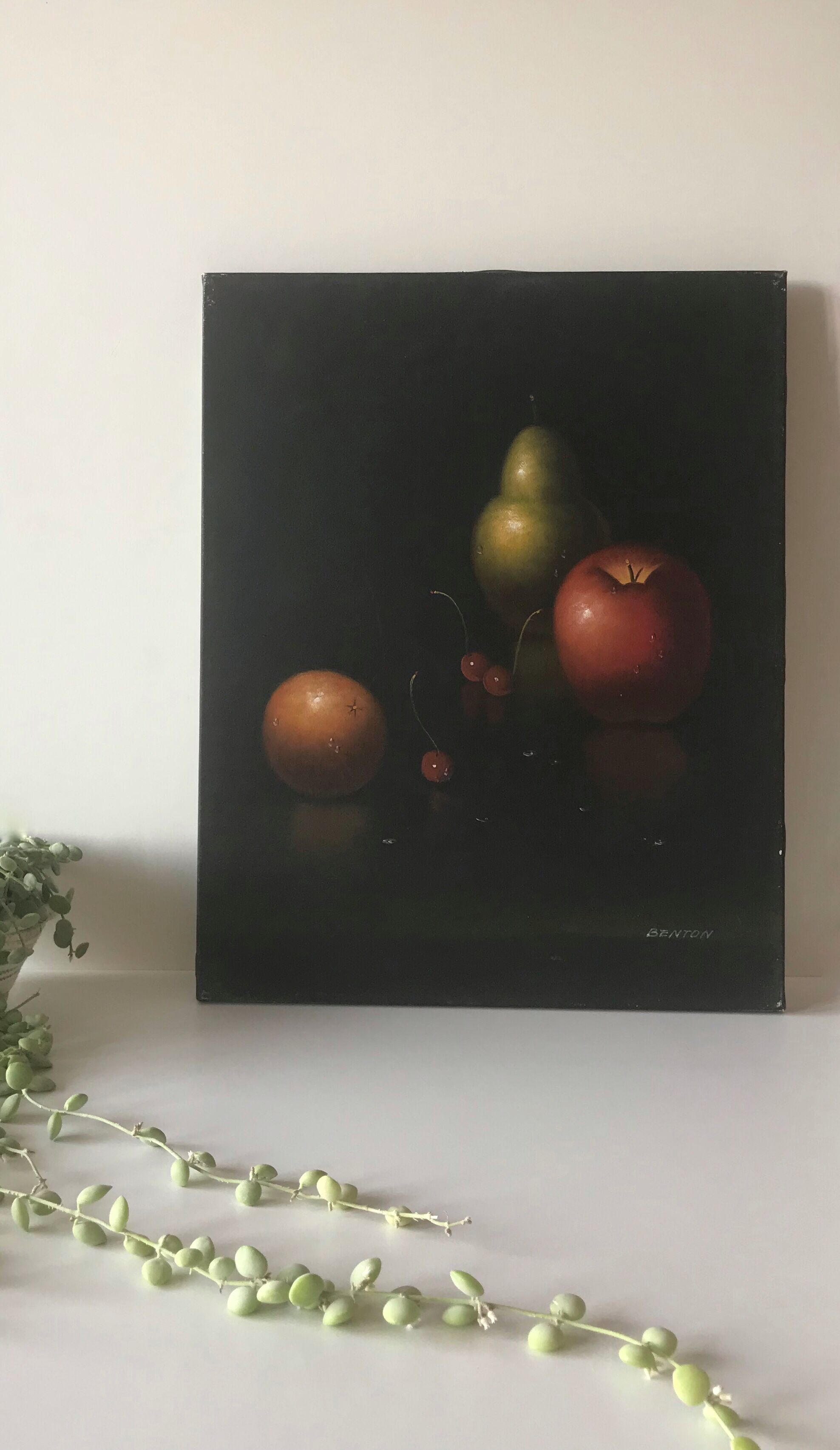 Still life fruit on black background