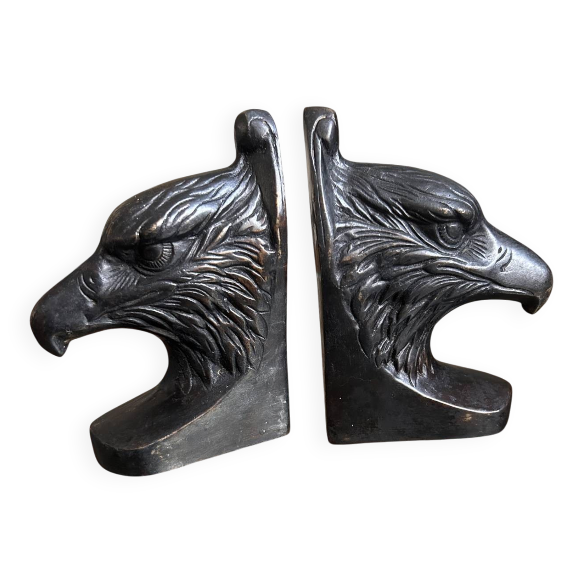 Pair of eagle bookends in patinated bronze – Art Deco style