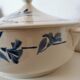 Creil and Montereau ceramic soup tureen with blue flower pattern