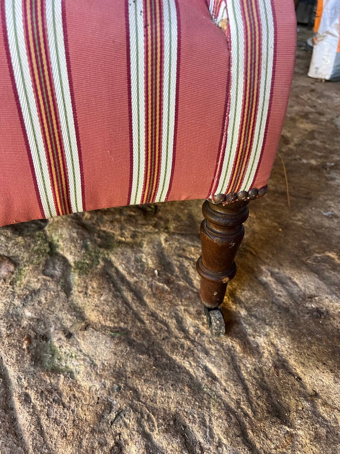 Striped fabric armchair, early 20th century