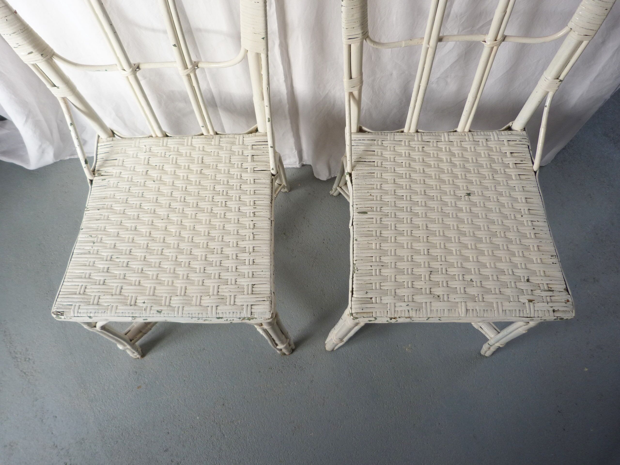 Pair of bamboo and rattan chairs