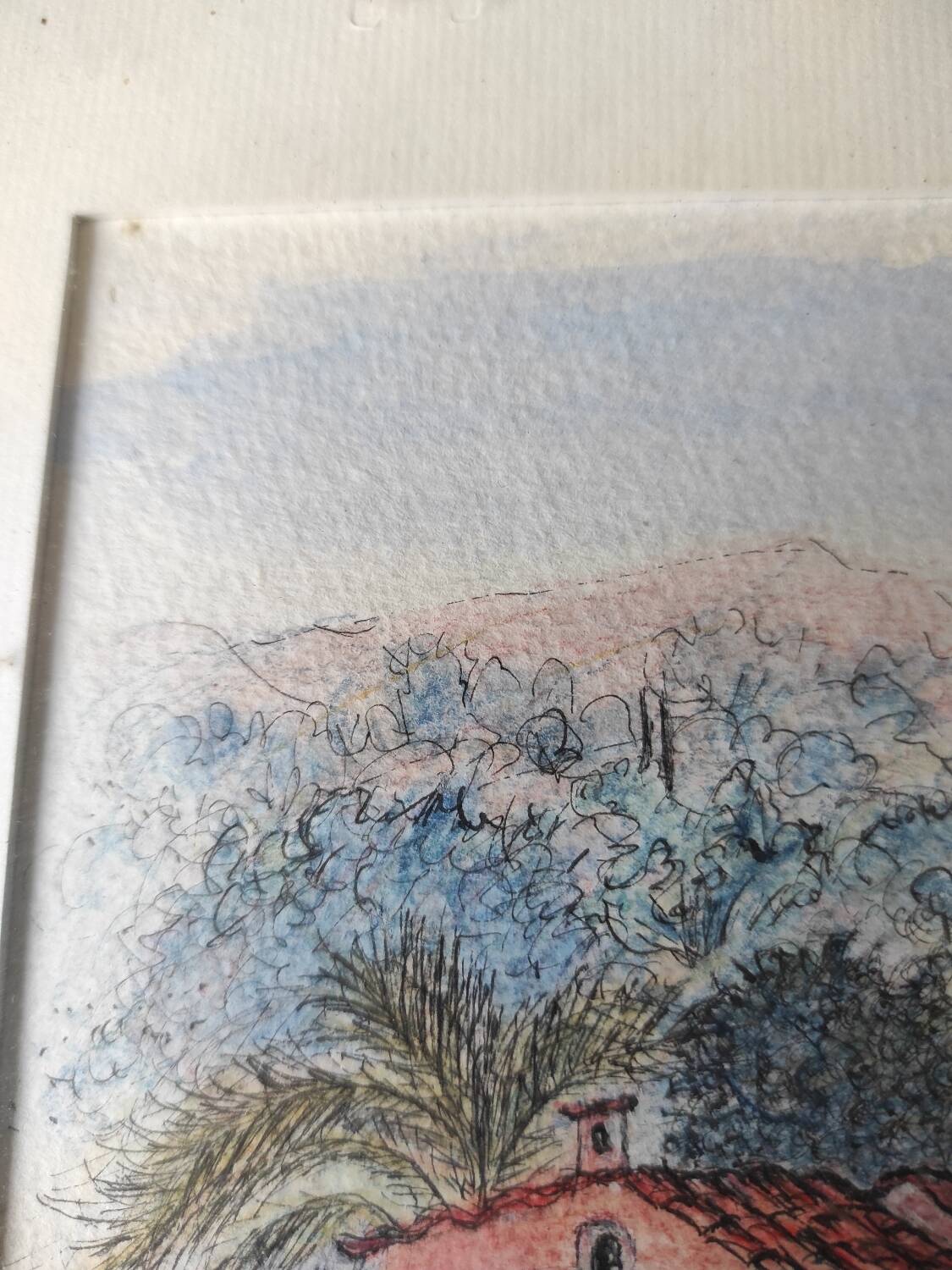 Watercolor landscape of Provence