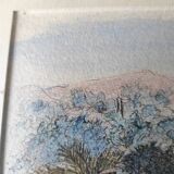Watercolor landscape of Provence