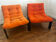 2 vintage orange velvet armchairs from 1974