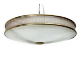 Metal ceiling pendant lamp, made of glass and metal, German mid-century modern style, 1960s.