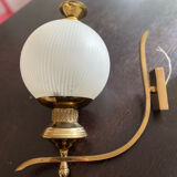 Pair of brass and opaline sconces