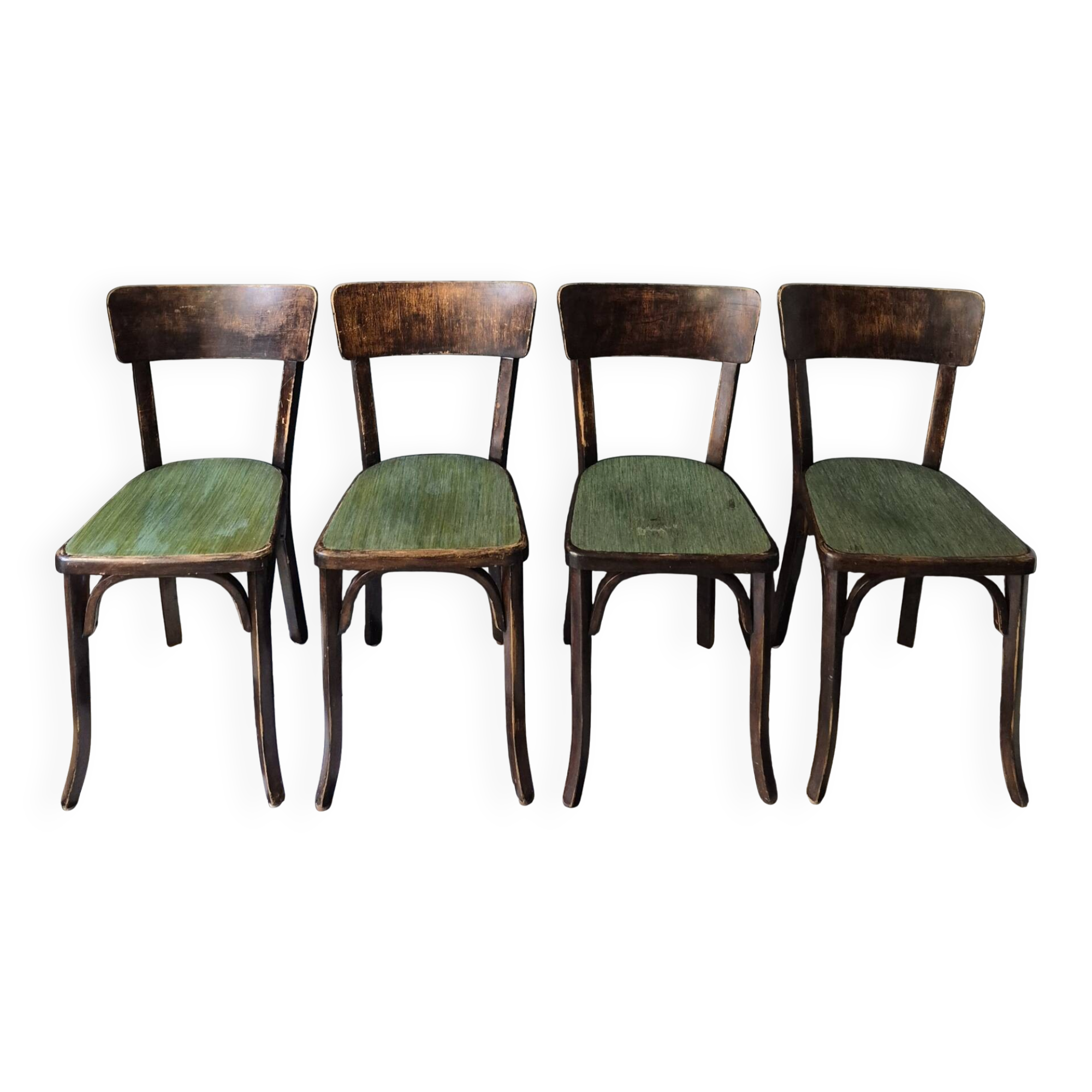 Suite de 4 anciennes chaises Bistrot Baumann Vintage Année 50