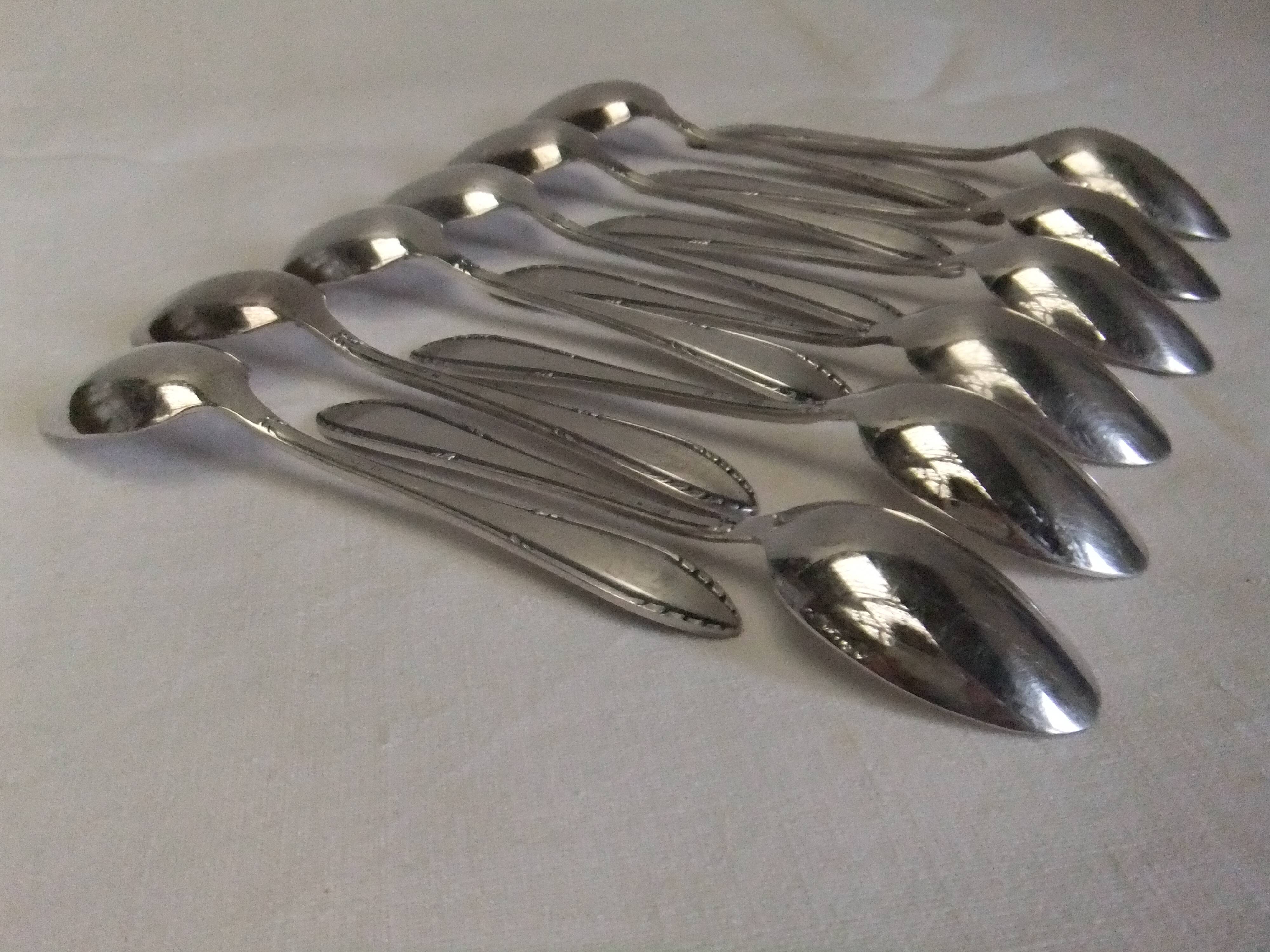 Small silver metal spoons RENEKA filet cutlery service goldsmithing