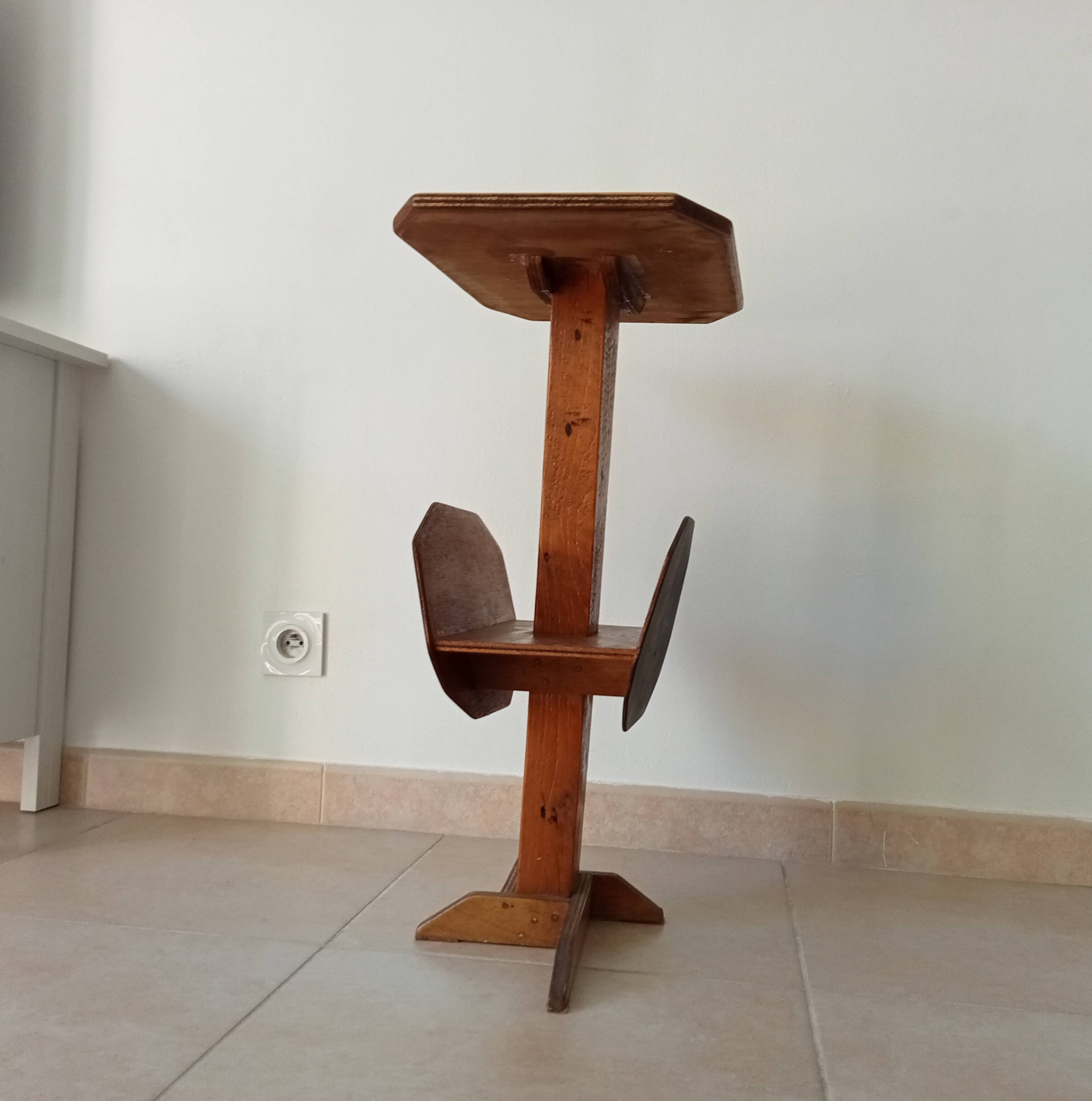 Vintage folk art magazine rack side table