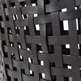 Pair of black woven leather lounge chairs