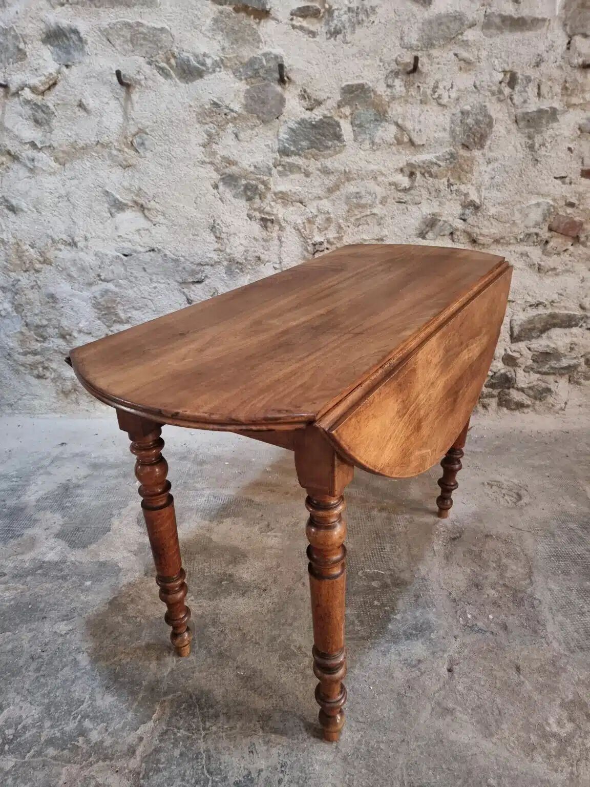 Antique French walnut folding dining table