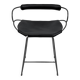 Contemporary sculptural bar stool c. Black smoked metal backrest and black leather.