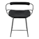 Contemporary sculptural bar stool c. Black smoked metal backrest and black leather.