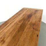 Farm table in solid cherry — Saber legs, Circa 1880