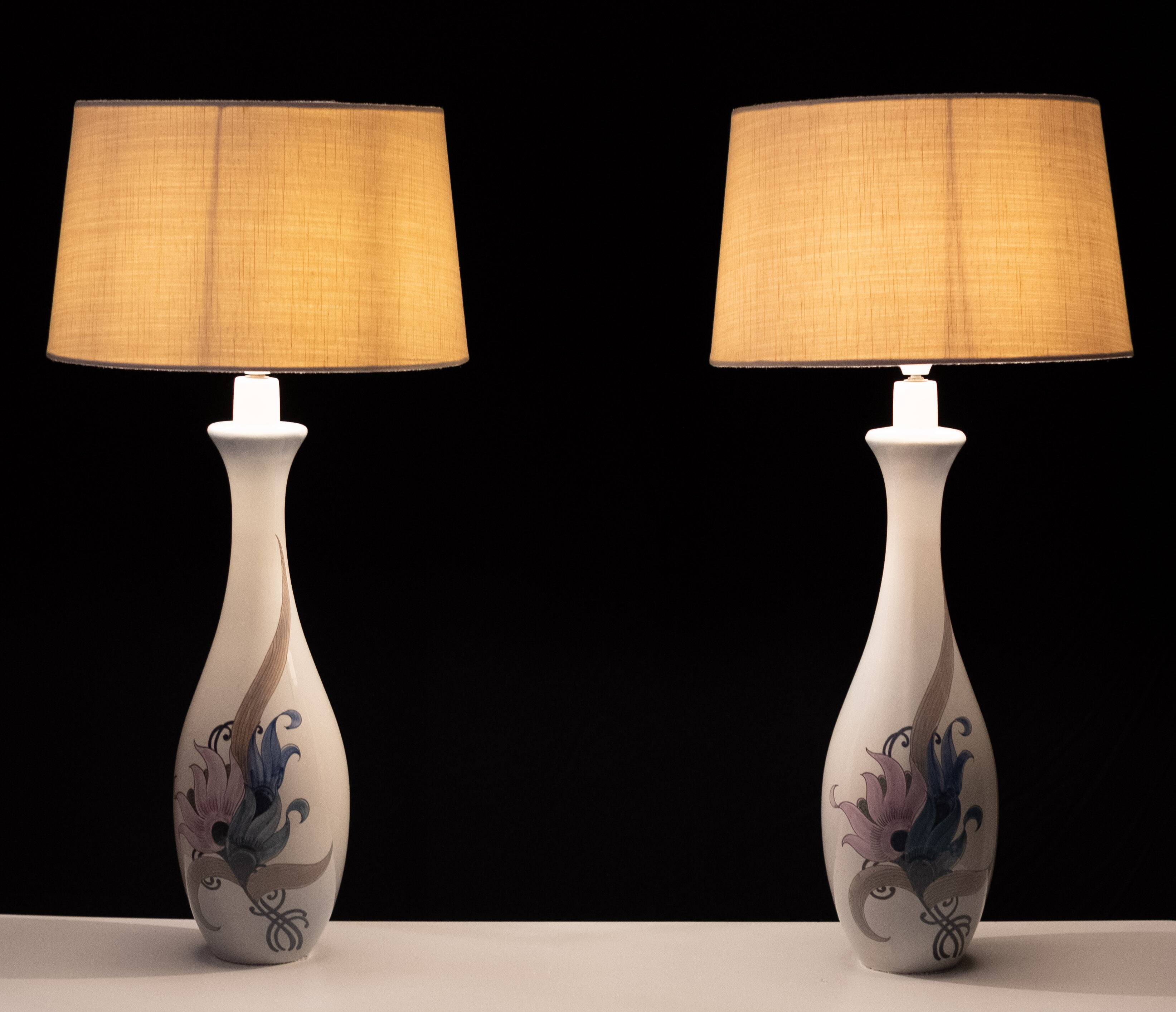 Pair Large Ceramic Table lamps Schoonhoven Plateel 1970s