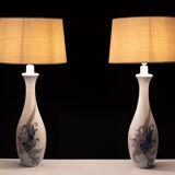 Pair Large Ceramic Table lamps Schoonhoven Plateel 1970s