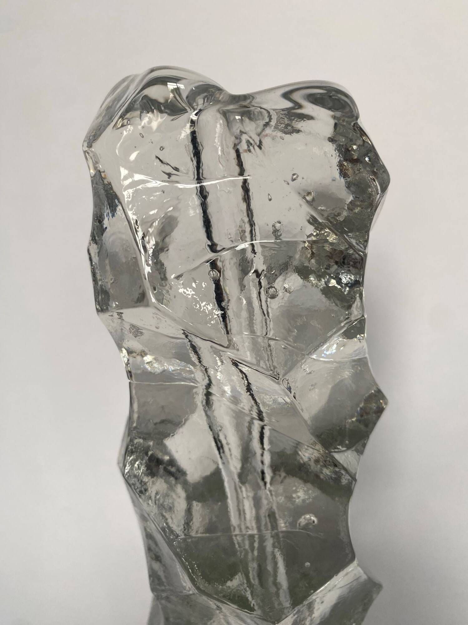Vintage frosted glass vase from the 1970s