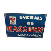 Plaque publicitaire en métal vintage Engrais Rassuen succès certain