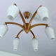 Vintage Pendant Lamp Scandinavian Temde, Wood and Opal Glass, 60s