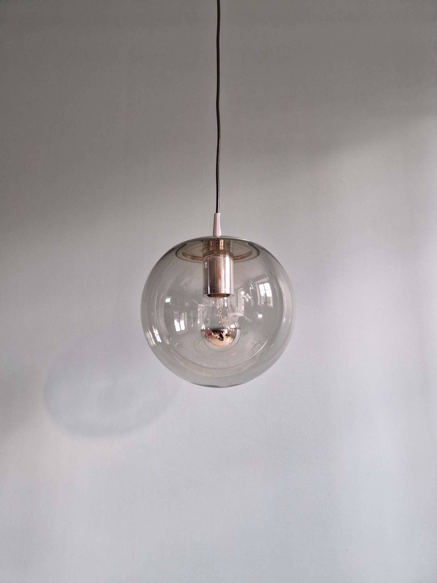 Suspension Space Age en verre fumé, Peill & Putzler, 1970