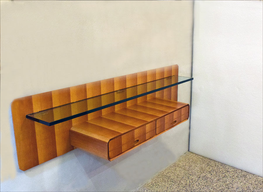 Suspended console in wood by La Permanente Mobili Cantù, 1950s